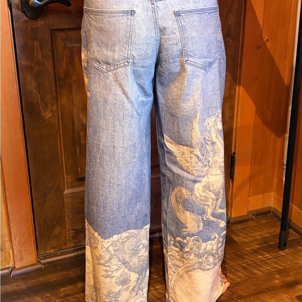Pilcro Blue and Cream Flare Jeans - Picture 15 of 16